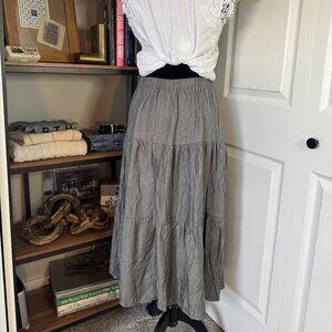 Grey Tiered Maxi Skirt (Brand Unknown) - Size S